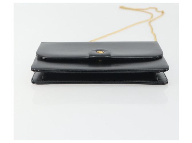 Borsa a tracolla con catena Christian Dior in pelle nera e finiture dorate Auth ep15162 Nero - vista 9