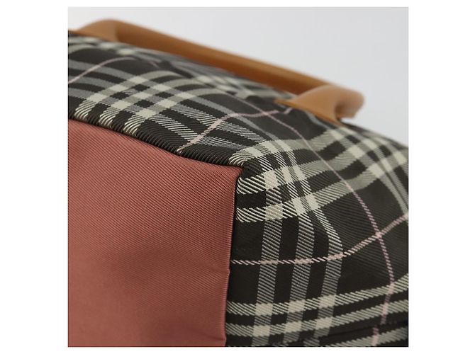 Borsa Tote BURBERRY Nova Check Blue Label Nylon Marrone Argento Auth kk694A - vista 10