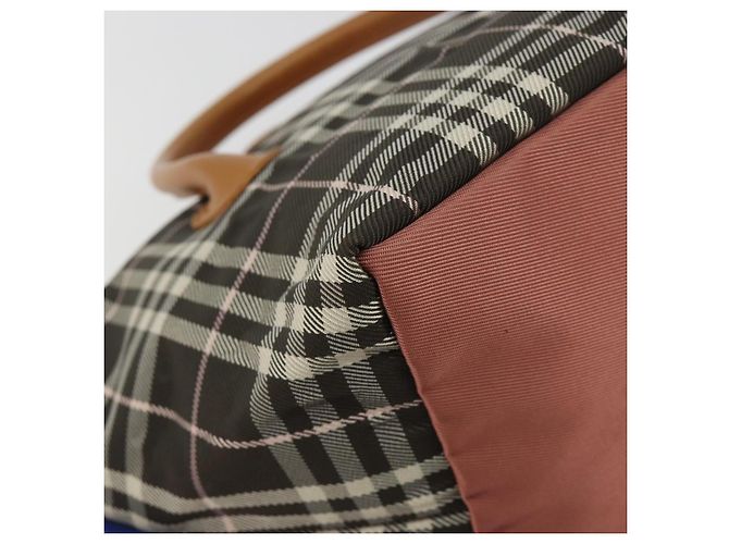Borsa Tote BURBERRY Nova Check Blue Label Nylon Marrone Argento Auth kk694A - vista 13
