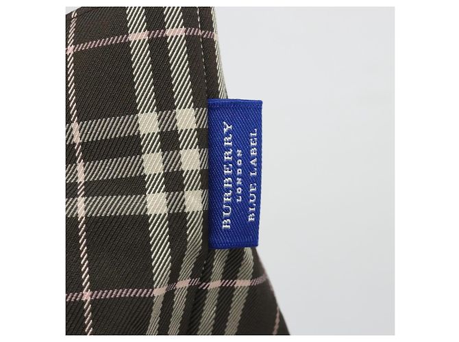 Borsa Tote BURBERRY Nova Check Blue Label Nylon Marrone Argento Auth kk694A - vista 14