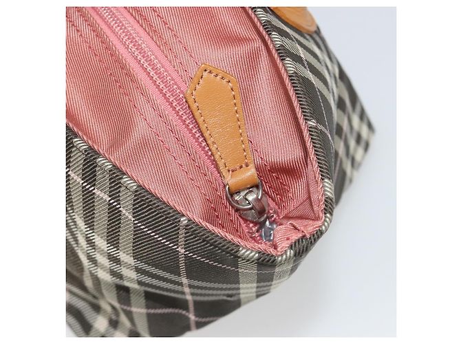 Borsa Tote BURBERRY Nova Check Blue Label Nylon Marrone Argento Auth kk694A - vista 15