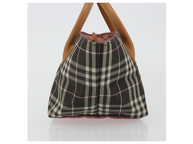 Borsa Tote BURBERRY Nova Check Blue Label Nylon Marrone Argento Auth kk694A - vista 5