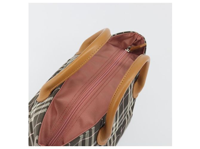 Borsa Tote BURBERRY Nova Check Blue Label Nylon Marrone Argento Auth kk694A - vista 6