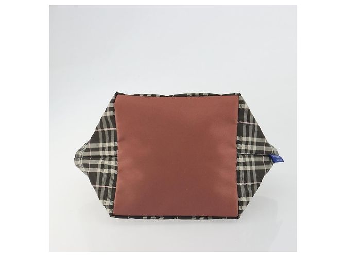 Borsa Tote BURBERRY Nova Check Blue Label Nylon Marrone Argento Auth kk694A - vista 9