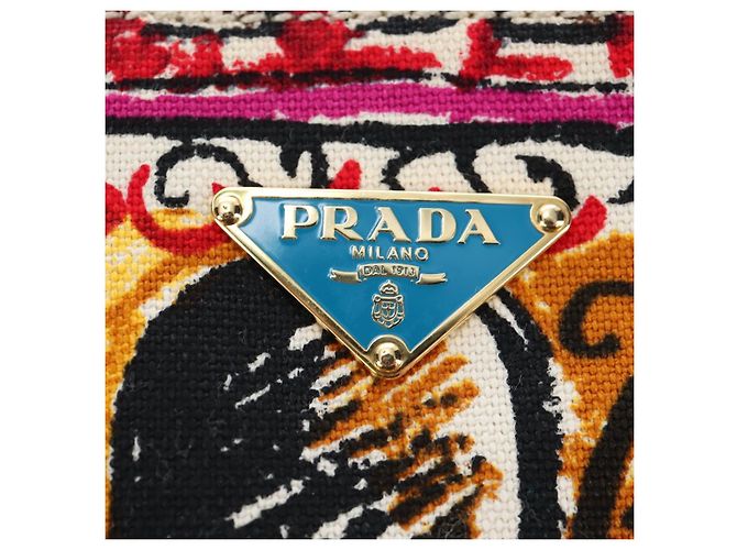 PRADA Venice Pattern Handtasche Canvas Multicolor Gold Authentisch 192606SAV Mehrfarben Golden - Ansicht 19