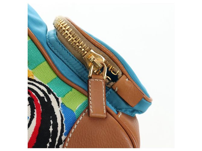 PRADA Venice Pattern Handtasche Canvas Multicolor Gold Authentisch 192606SAV Mehrfarben Golden - Ansicht 20