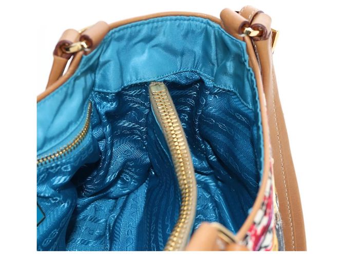 PRADA Venice Pattern Handtasche Canvas Multicolor Gold Authentisch 192606SAV Mehrfarben Golden - Ansicht 23