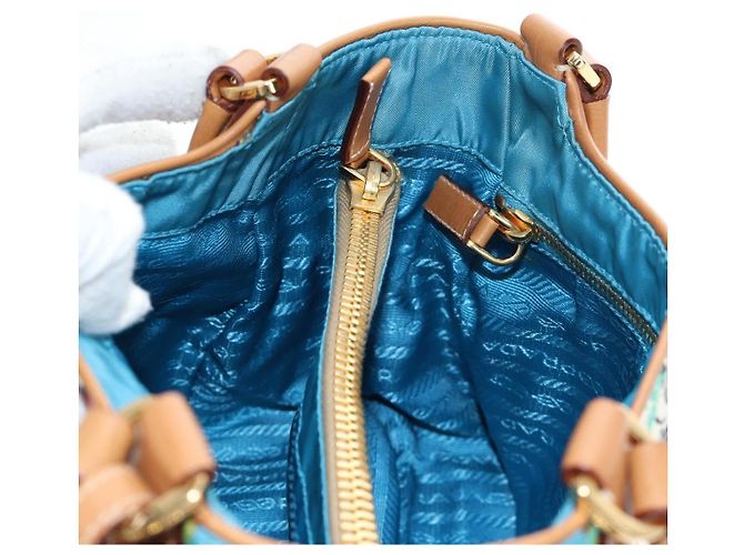 PRADA Venice Pattern Handtasche Canvas Multicolor Gold Authentisch 192606SAV Mehrfarben Golden - Ansicht 24