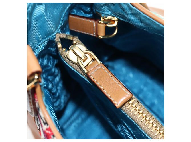 PRADA Venice Pattern Handtasche Canvas Multicolor Gold Authentisch 192606SAV Mehrfarben Golden - Ansicht 25