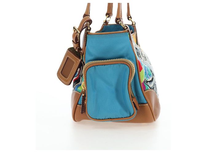 PRADA Venice Pattern Handtasche Canvas Multicolor Gold Authentisch 192606SAV Mehrfarben Golden - Ansicht 3