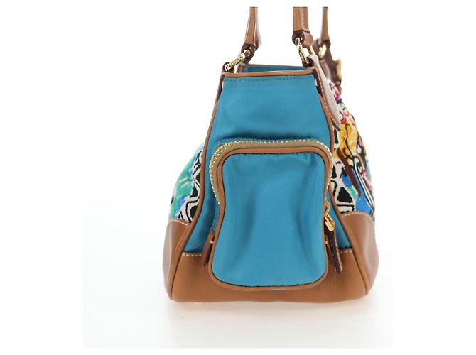 PRADA Venice Pattern Handtasche Canvas Multicolor Gold Authentisch 192606SAV Mehrfarben Golden - Ansicht 4