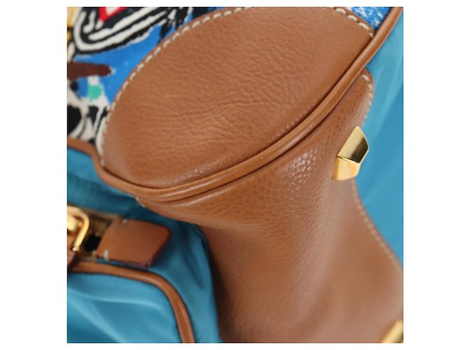 PRADA Venice Pattern Handtasche Canvas Multicolor Gold Authentisch 192606SAV Mehrfarben Golden - Ansicht 8