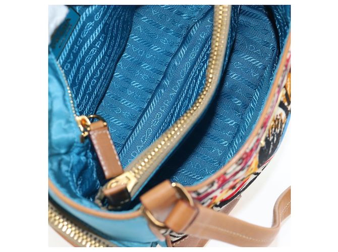 PRADA Venice Pattern Handtasche Canvas Multicolor Gold Authentisch 192606SAV Mehrfarben Golden - Ansicht 9