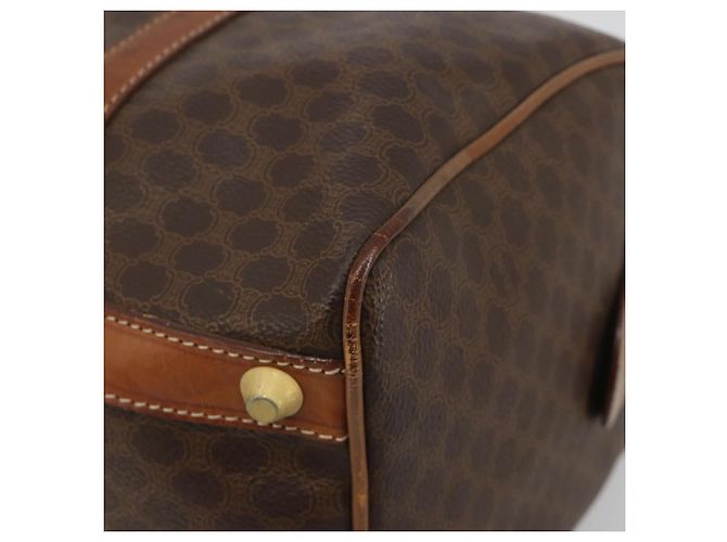 Céline Borsa Boston CELINE in tela Macadam PVC Pelle Marrone Oro Auth 194053 D'oro - vista 10