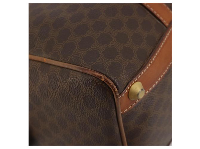 Céline Borsa Boston CELINE in tela Macadam PVC Pelle Marrone Oro Auth 194053 D'oro - vista 11