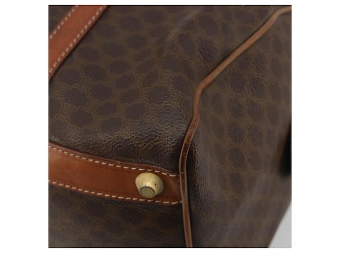 Céline Borsa Boston CELINE in tela Macadam PVC Pelle Marrone Oro Auth 194053 D'oro - vista 12