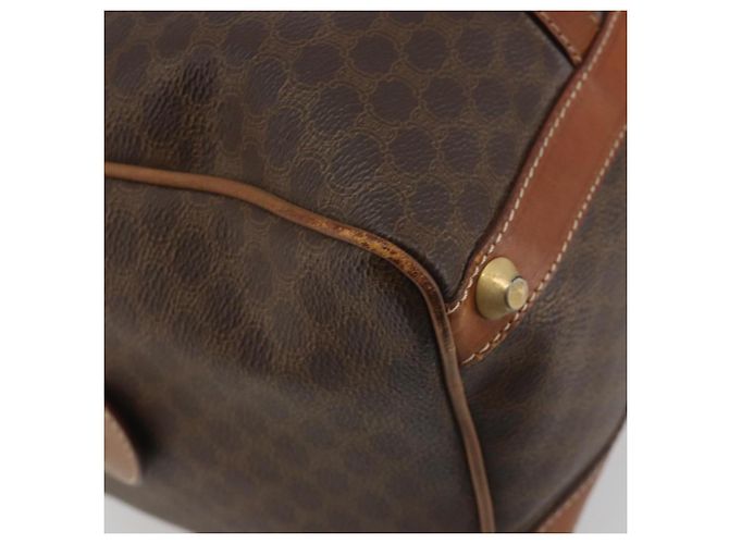 Céline Borsa Boston CELINE in tela Macadam PVC Pelle Marrone Oro Auth 194053 D'oro - vista 13