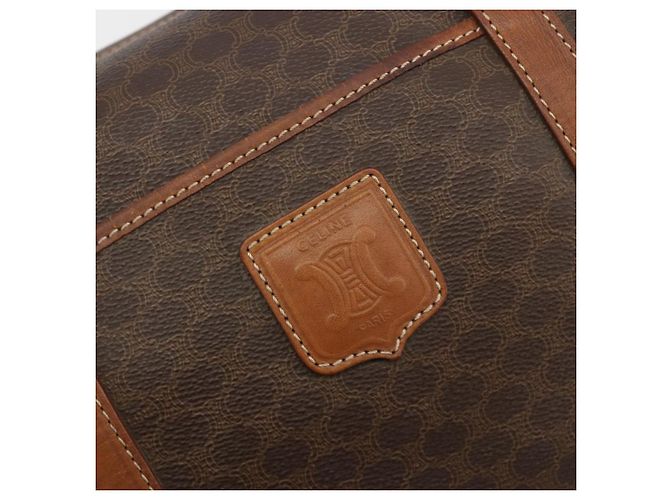Céline Borsa Boston CELINE in tela Macadam PVC Pelle Marrone Oro Auth 194053 D'oro - vista 15