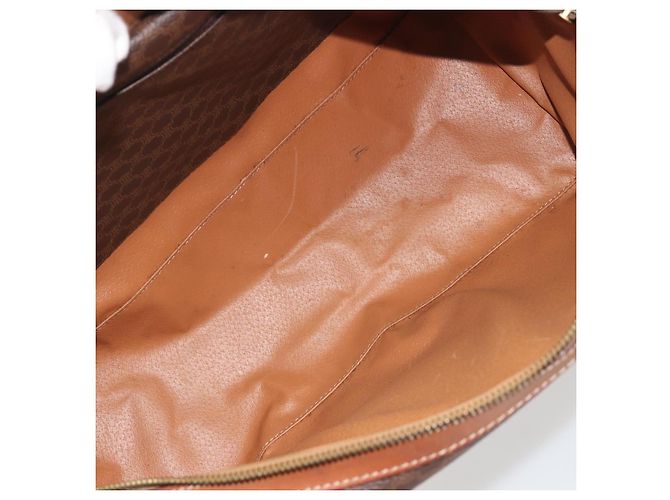 Céline Borsa Boston CELINE in tela Macadam PVC Pelle Marrone Oro Auth 194053 D'oro - vista 18