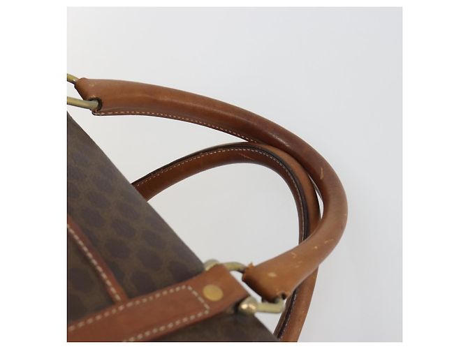 Céline Borsa Boston CELINE in tela Macadam PVC Pelle Marrone Oro Auth 194053 D'oro - vista 8