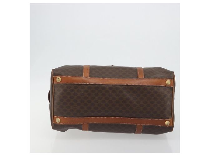 Céline Borsa Boston CELINE in tela Macadam PVC Pelle Marrone Oro Auth 194053 D'oro - vista 9