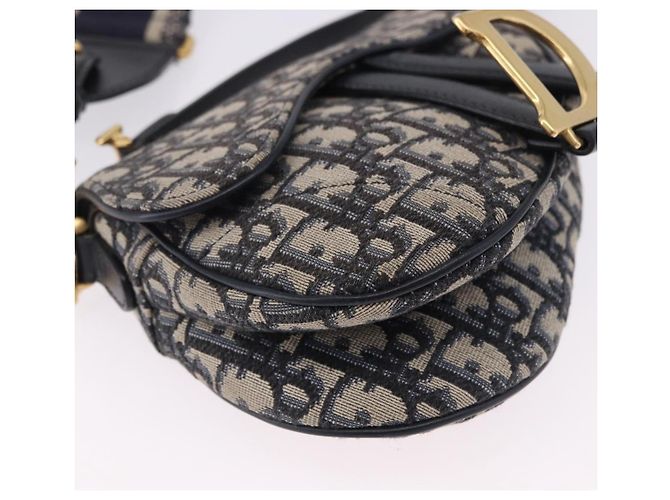 Borsa Christian Dior Trotter Saddle 2way Navy Gold Tone Auth ka5351M Blu navy - vista 12