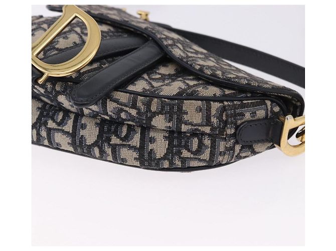 Borsa Christian Dior Trotter Saddle 2way Navy Gold Tone Auth ka5351M Blu navy - vista 13