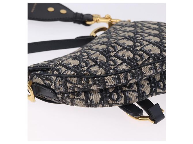 Borsa Christian Dior Trotter Saddle 2way Navy Gold Tone Auth ka5351M Blu navy - vista 14