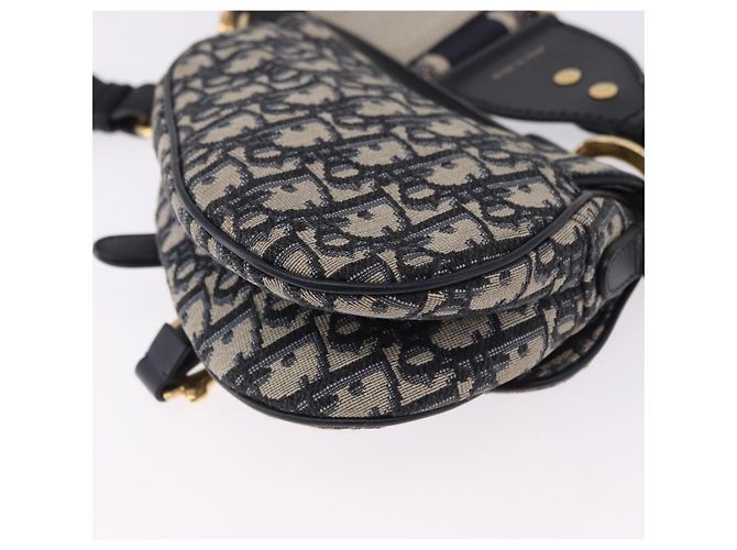Borsa Christian Dior Trotter Saddle 2way Navy Gold Tone Auth ka5351M Blu navy - vista 15