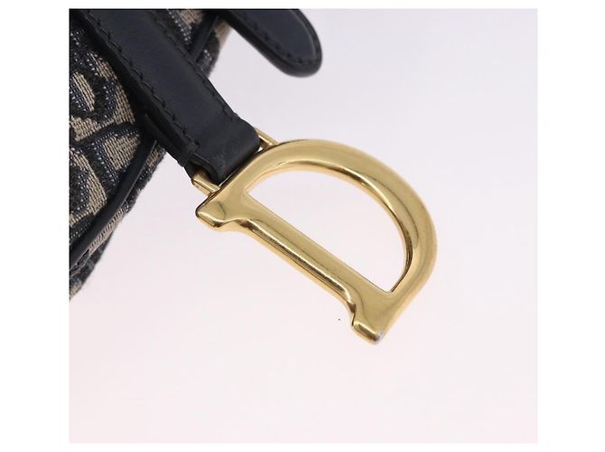Borsa Christian Dior Trotter Saddle 2way Navy Gold Tone Auth ka5351M Blu navy - vista 16