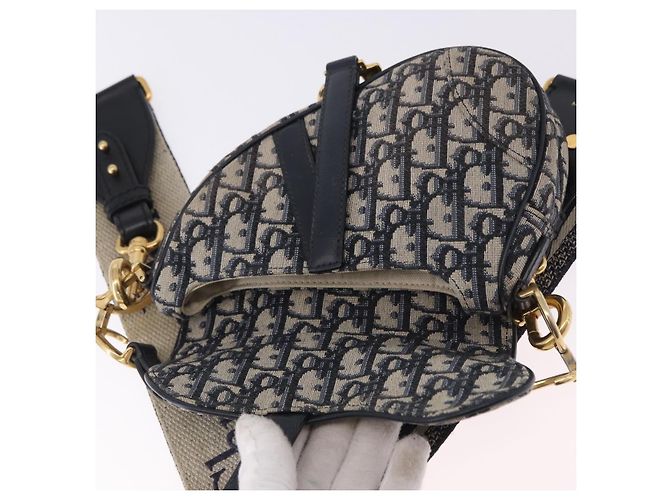 Borsa Christian Dior Trotter Saddle 2way Navy Gold Tone Auth ka5351M Blu navy - vista 17
