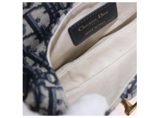 Borsa Christian Dior Trotter Saddle 2way Navy Gold Tone Auth ka5351M Blu navy - vista 19