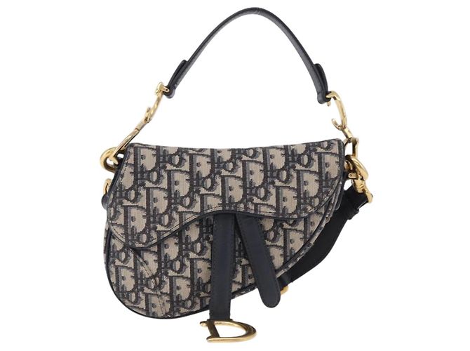 Borsa Christian Dior Trotter Saddle 2way Navy Gold Tone Auth ka5351M Blu navy - vista 2