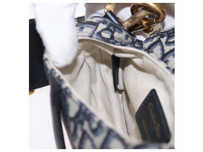 Borsa Christian Dior Trotter Saddle 2way Navy Gold Tone Auth ka5351M Blu navy - vista 21