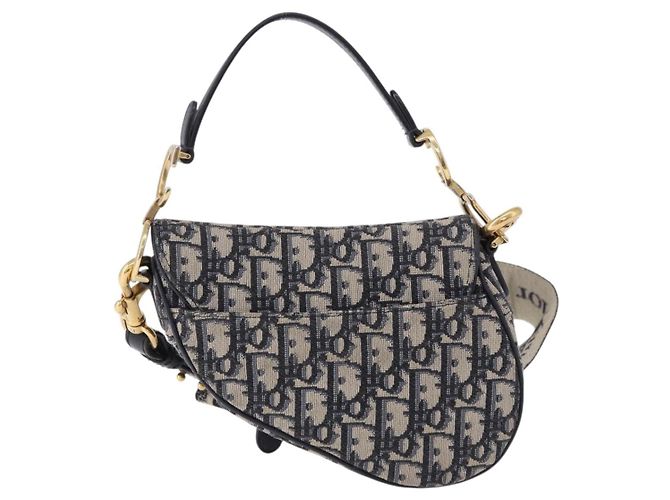 Borsa Christian Dior Trotter Saddle 2way Navy Gold Tone Auth ka5351M Blu navy - vista 3