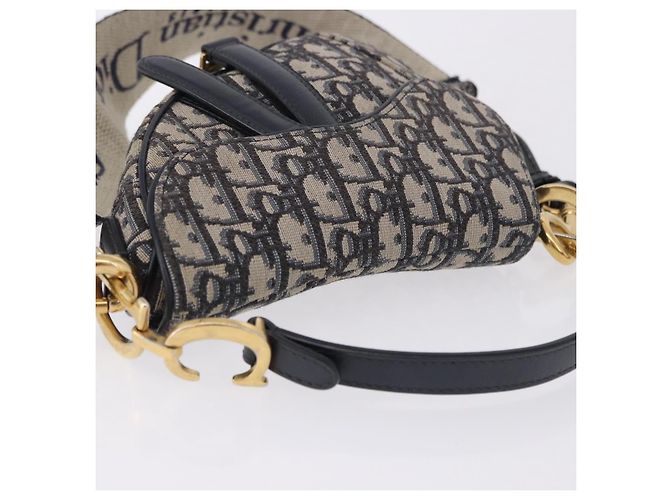 Borsa Christian Dior Trotter Saddle 2way Navy Gold Tone Auth ka5351M Blu navy - vista 6
