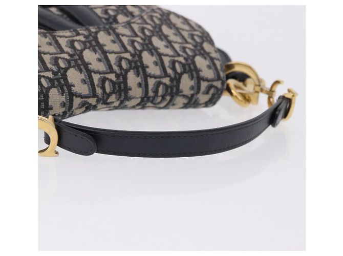 Borsa Christian Dior Trotter Saddle 2way Navy Gold Tone Auth ka5351M Blu navy - vista 7