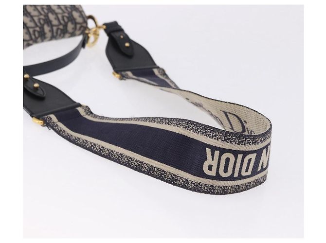 Borsa Christian Dior Trotter Saddle 2way Navy Gold Tone Auth ka5351M Blu navy - vista 9