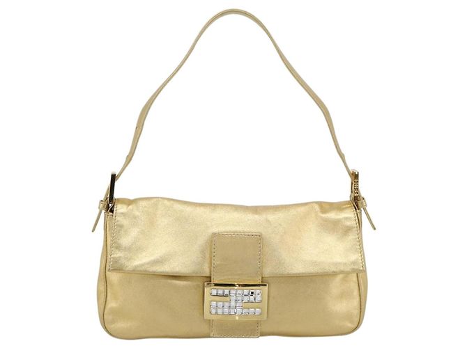 FENDI Bolsa de Ombro Mamma Baguette de Couro com Strass Dourado Auth yk20666SAM - vista 2
