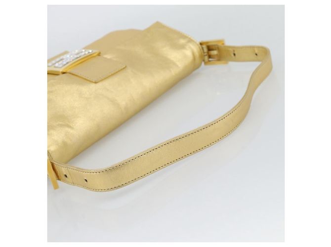 FENDI Bolsa de Ombro Mamma Baguette de Couro com Strass Dourado Auth yk20666SAM - vista 7
