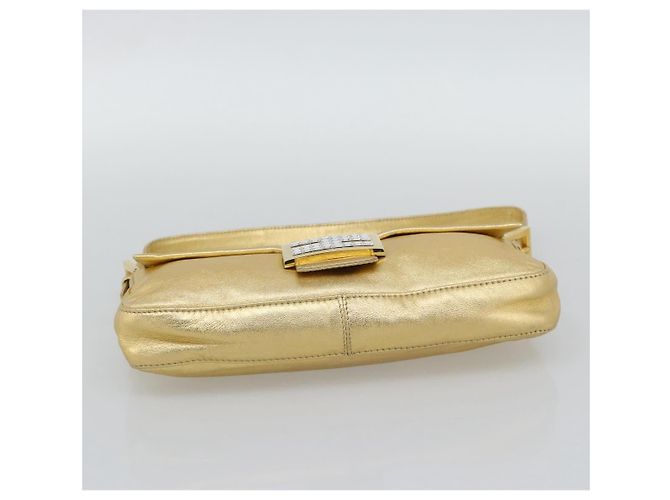FENDI Bolsa de Ombro Mamma Baguette de Couro com Strass Dourado Auth yk20666SAM - vista 9