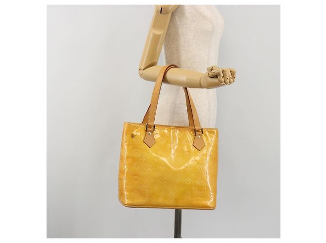 LOUIS VUITTON Borsa Monogram Vernis Houston Lime Yellow M91055 Auth ep15500 D'oro - vista 26