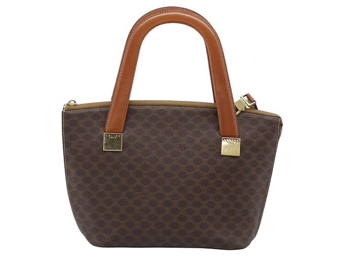 Céline Borsa CELINE Macadam in PVC e pelle 2way Marrone Tonalità Oro Auth ep15277 - vista 2