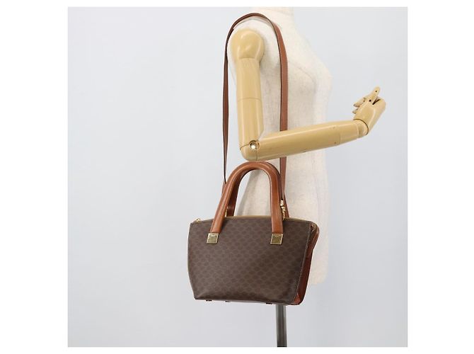 Céline Borsa CELINE Macadam in PVC e pelle 2way Marrone Tonalità Oro Auth ep15277 - vista 25