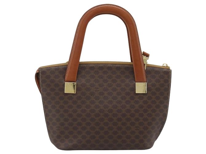 Céline Borsa CELINE Macadam in PVC e pelle 2way Marrone Tonalità Oro Auth ep15277 - vista 3