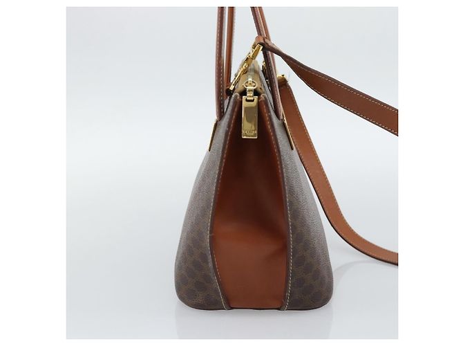 Céline Borsa CELINE Macadam in PVC e pelle 2way Marrone Tonalità Oro Auth ep15277 - vista 4