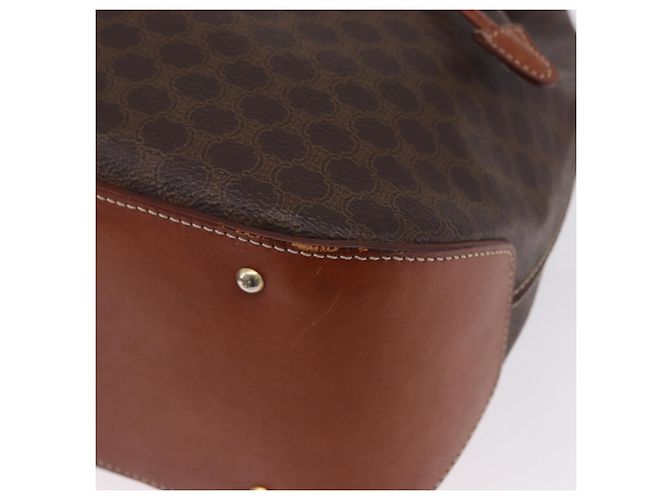 Céline Borsa a tracolla CELINE Macadam Canvas PVC Pelle Marrone Oro Auth hk3930 D'oro - vista 11