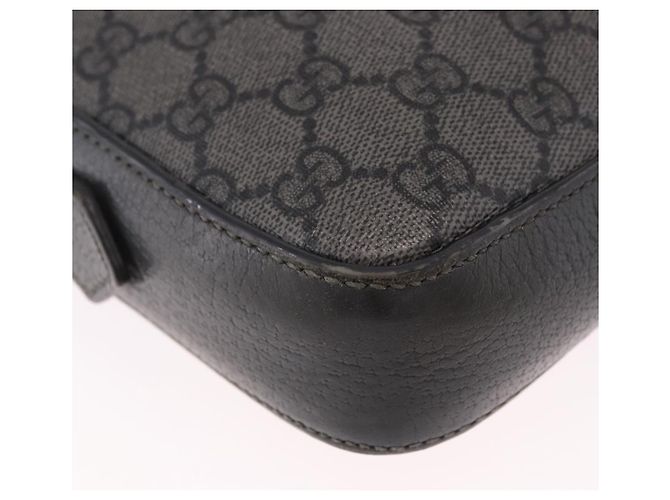 Borsa a tracolla GUCCI GG Supreme in PVC e pelle Grigio Argento 699439 Auth ka5448A Marrone - vista 10