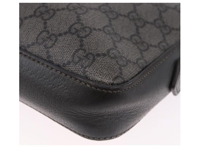 Borsa a tracolla GUCCI GG Supreme in PVC e pelle Grigio Argento 699439 Auth ka5448A Marrone - vista 11