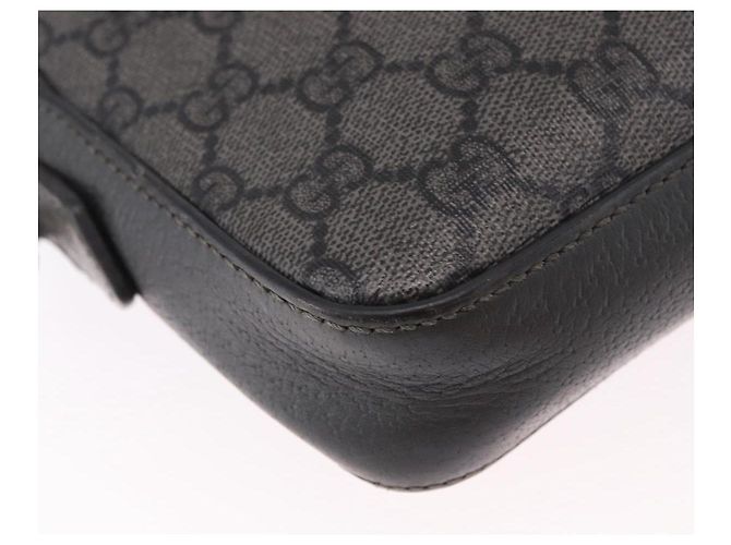 Borsa a tracolla GUCCI GG Supreme in PVC e pelle Grigio Argento 699439 Auth ka5448A Marrone - vista 12